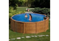 Piscina sobre suelo de acero decoración madera Ø 460 x 132 cm. KITPR458WO