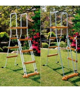 Piscina sobre suelo de acero decoración madera Ø 460 x 132 cm. KITPR458WO 2