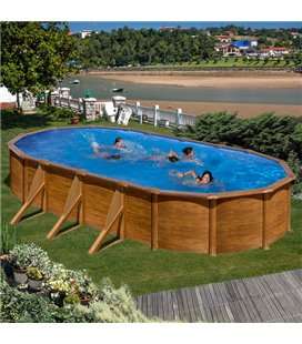 Imagen de Piscina GRE Pacific ovalada imitación madera 730 x 375 x 120 cm. KIT730W