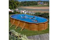 Piscina GRE serie Pacific ovalada imitación madera 610 x 375 x 120 cm. KIT610W