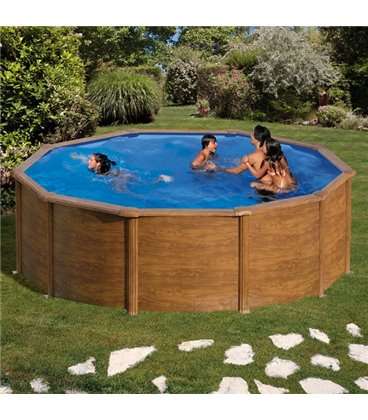 Piscina GRE serie Pacific redonda imitación madera Ø 460 x 120 cm. KIT460W