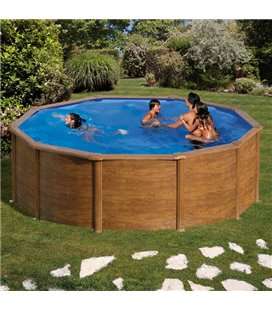 Imagen de Piscina GRE Pacific redonda imitación madera Ø 240 x 120 cm. KIT240W