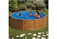 Piscina GRE serie Pacific redonda imitación madera Ø 240 x 120 cm. KIT240W
