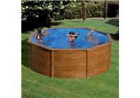 Piscina sobre suelo de acero decoración madera Ø 460 x 120 cm. KITPR453W