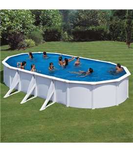 Imagen de Piscina GRE Fidji ovalada de acero chapa blanca 730 x 375 x 120 cm. KIT730ECO
