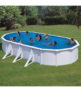 Piscina GRE serie Fidji ovalada de acero chapa blanca 610 x 375 x 120 cm. KIT610ECO