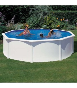 Piscina GRE serie Fidji redonda de acero chapa blanca Ø 550 x 120 cm. KIT550ECO
