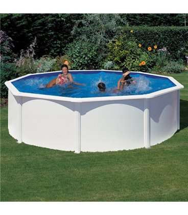 Piscina GRE serie Fidji redonda de acero chapa blanca Ø 460 x 120 cm. KIT460ECO