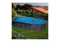Piscina elevada GRANADA aspecto grafito 730 x 375 x 132 cm sujeción omegas Gre. KITPROV7388GF
