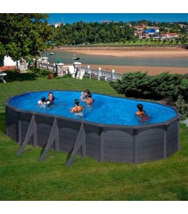 Piscina elevada GRANADA aspecto grafito 610 x 375 x 132 cm sujeción contrafuertes Gre. KITPROV618GF
