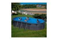 Piscina elevada GRANADA aspecto grafito 610 x 375 x 132 cm sujeción contrafuertes Gre. KITPROV618GF