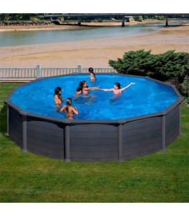 Piscina elevada GRANADA aspecto grafito Ø 350 x 132 cm Gre. KITPR358GF