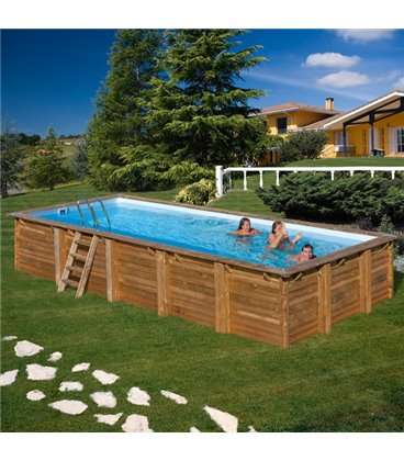 Piscina elevada de madera rectangular Braga 800 x 400 x 146 cm Gre. 790095