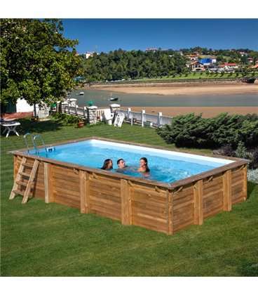 Piscina elevada de madera rectangular Evora 600 x 400 x 133 cm Gre. 790094