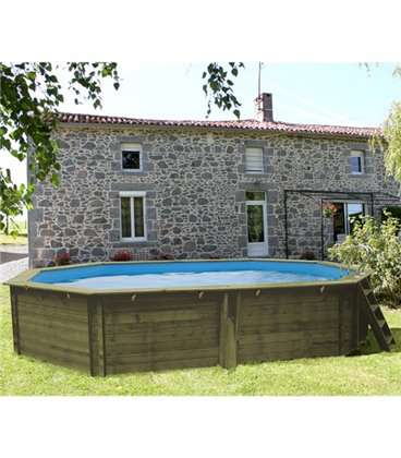Piscina elevada de madera ovalada Cannelle 551 x 351 x 119 cm Gre. 790087