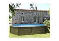 Piscina elevada de madera ovalada Cannelle 551 x 351 x 119 cm Gre. 790087