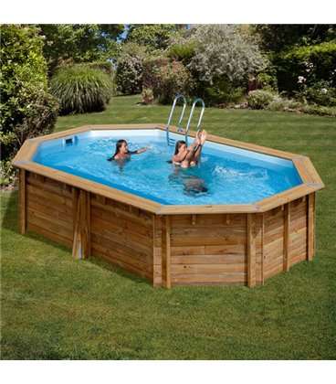 Piscina elevada de madera ovalada Cannelle 551 x 351 x 119 cm Gre. 790087