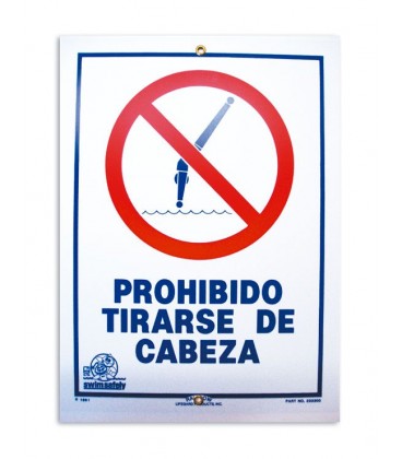 Cartel seguridad PROHIBIDO TIRARSE DE CABEZA. 100693