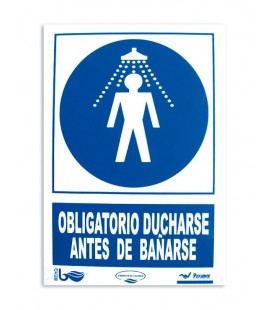 Cartel seguridad OBLIGATORIO DUCHARSE ANTES DE BAÑARSE. 101168