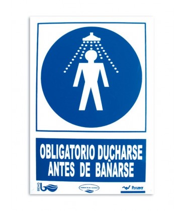 Cartel seguridad OBLIGATORIO DUCHARSE ANTES DE BAÑARSE. 101168