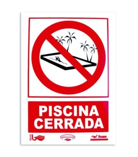 Cartel seguridad PISCINA CERRADA. 101169
