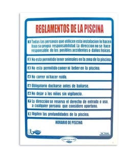Cartel seguridad REGLAMENTOS PISCINA. 100696
