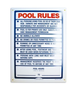 Cartel seguridad inglés POOL RULES. 100709
