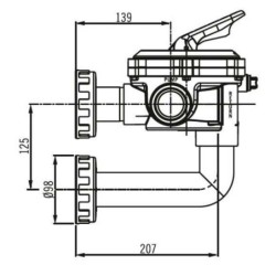 Válvula selectora Astralpool tornillos 1 1/2" Flat. 34543