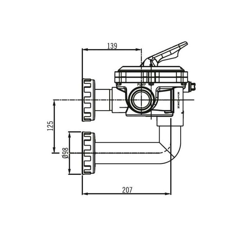 Válvula selectora Astralpool tornillos 1 1/2" Flat. 34543