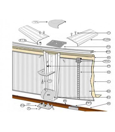 Perfil inferior de sujeción chapa para piscina D.240 Gre. PC240930WP