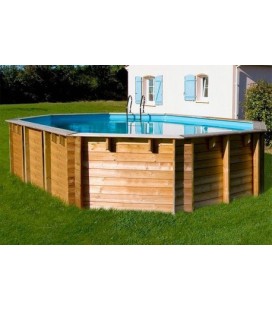 Piscina elevada de madera ovalada Macadamia 632 x 335 x 130 cm Gre. KPBOC632