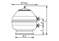 Filtro Vesubio Ø 450 Salida Lateral 1 1/2" Válvula Tornillos. 15785CP