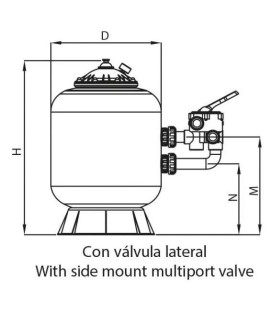 Filtro Berlín Ø 600 SAL Lateral 1 1/2" Válvula Tornillos. 00542CP 2