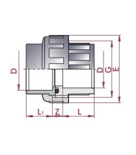 Enlace tres piezas PVC Diámetro 63 Cepex. 02332 2