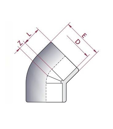 Codo PVC Diámetro 63 45º Cepex. 01751