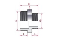 Reducción roscada PVC macho-macho D. 1/2" x 3/8". 02303