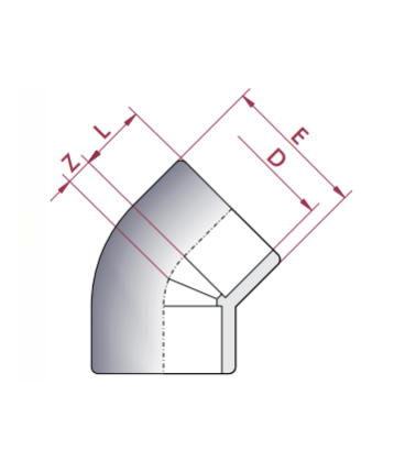 Codo PVC Diámetro 50 45º Cepex. 01750 80 UD