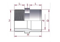 Machón mixto PVC para encolar y roscar macho D. 63 mm x 50mm x 2" Cepex. 02088 46 ud