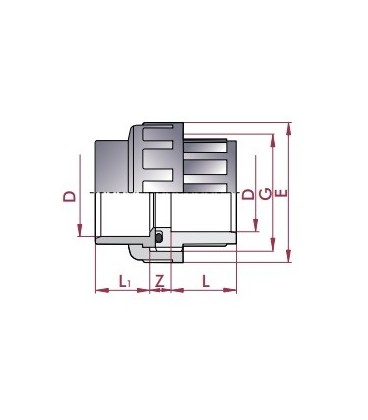 Enlace tres piezas PVC Diámetro 50...