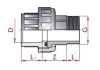 Enlace tres piezas mixto PVC Diámetro 50 a 1-1/2" Cepex. 02357 30 UD