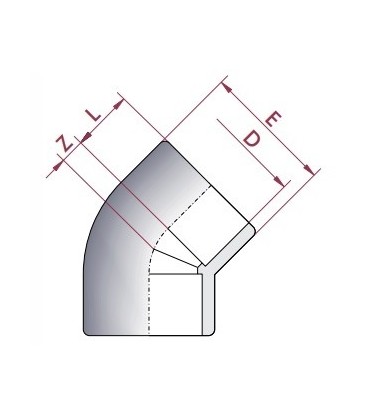 Codo PVC Diámetro 140 45º Cepex. 01756