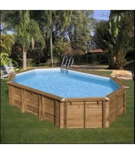 Piscina elevada de madera ovalada Safran-2 620 x 395 x 136 cm Gre. 7900892