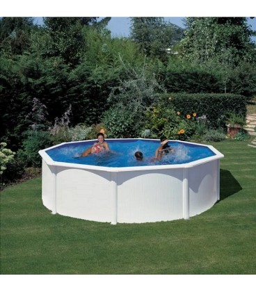 Piscina GRE Fidji ovalada de acero chapa blanca 460 x 120 cm Aqualoon. KIT460QGRE