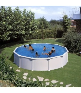 Piscina GRE Atlantis redonda de acero chapa blanca Ø 460 x 132 cm. KITPR458