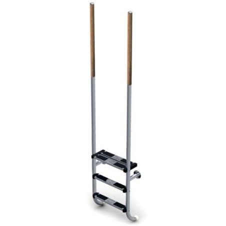 ESCALERA ELEGANCE 2 PELDAÑOS IPE+INOX + 1 SEGURIDAD AISI 316. 45900