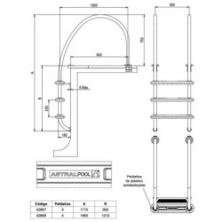 Escalera modelo Komfort 1000 - 3 peldaños Astralpool