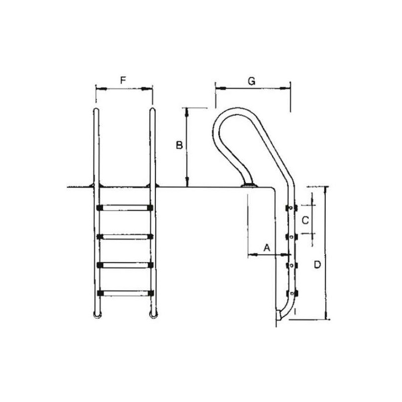 Escalera modelo Mixto - 3 peldaños Astralpool