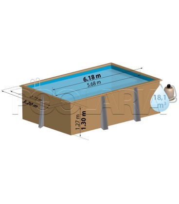 Piscina elevada de madera rectangular...