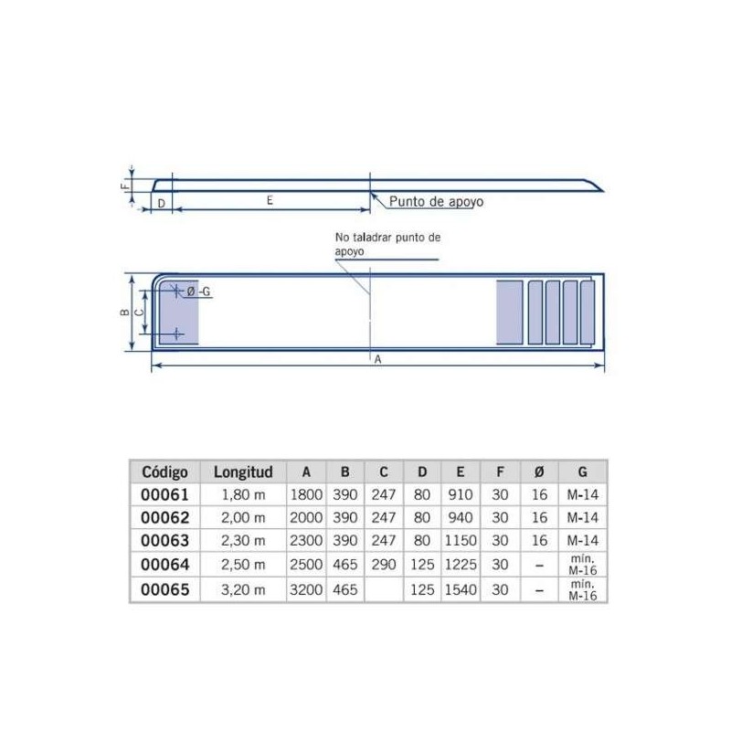 PLATAFORMA PFV ANCHO 0,46 M LONGITUD 2,5 M. 00064