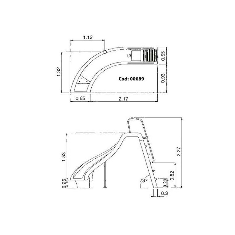 TOBOGAN CURVADO DERECHA 1,78 M. 00088